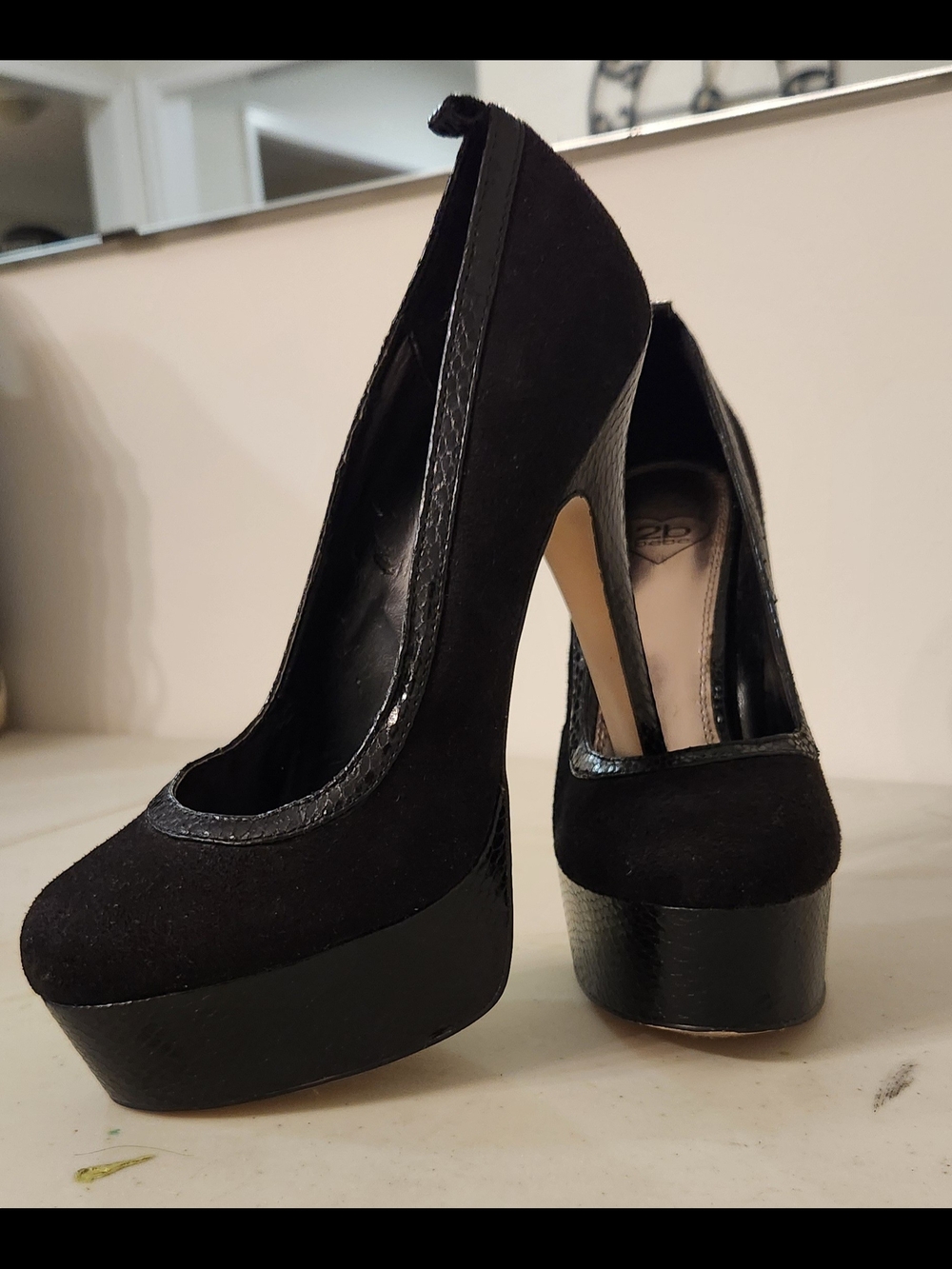 2B BeBe Black Suede Platform Stiletto Pumps | Women's High Heels// 8M